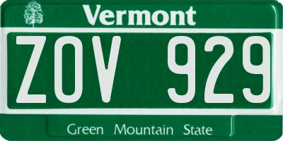 VT license plate ZOV929
