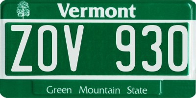 VT license plate ZOV930