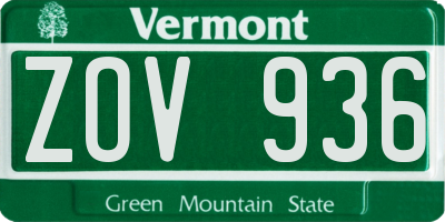 VT license plate ZOV936