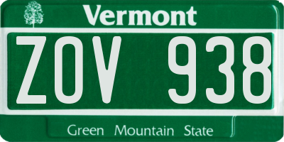 VT license plate ZOV938
