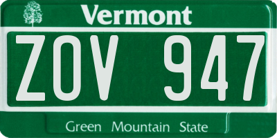 VT license plate ZOV947