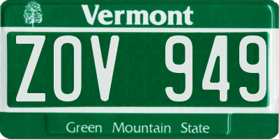 VT license plate ZOV949