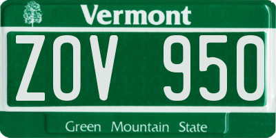 VT license plate ZOV950