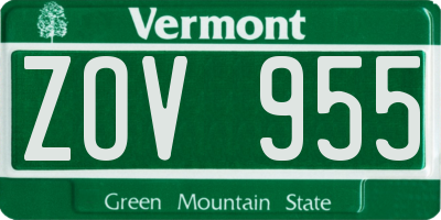 VT license plate ZOV955