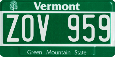 VT license plate ZOV959