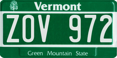 VT license plate ZOV972