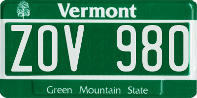 VT license plate ZOV980