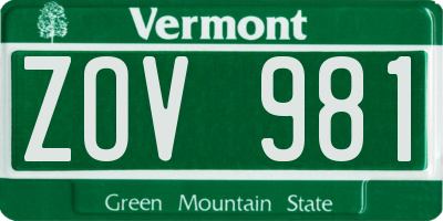VT license plate ZOV981