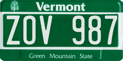 VT license plate ZOV987