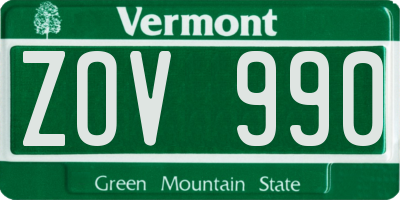 VT license plate ZOV990