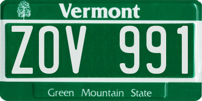 VT license plate ZOV991