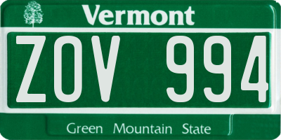 VT license plate ZOV994