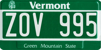 VT license plate ZOV995