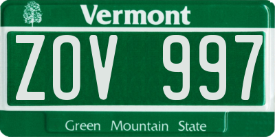 VT license plate ZOV997