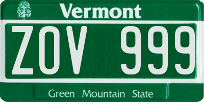 VT license plate ZOV999
