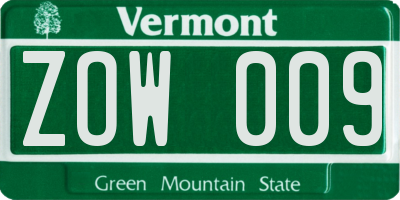 VT license plate ZOW009