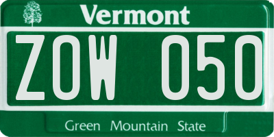 VT license plate ZOW050