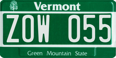 VT license plate ZOW055