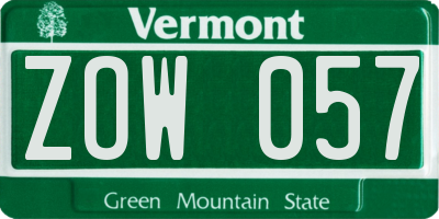VT license plate ZOW057