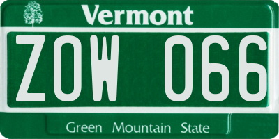 VT license plate ZOW066
