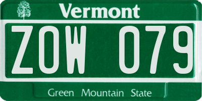 VT license plate ZOW079