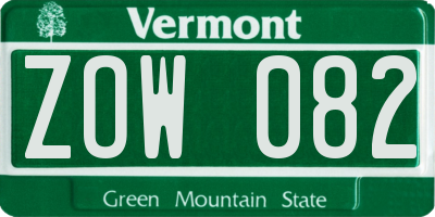 VT license plate ZOW082