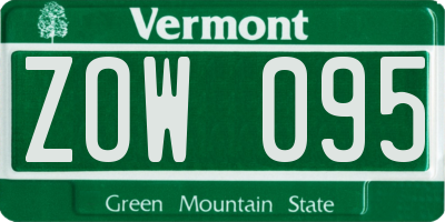 VT license plate ZOW095