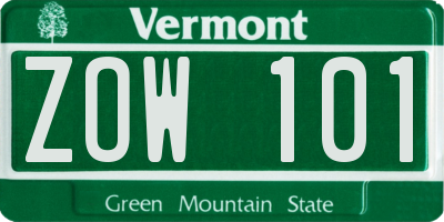 VT license plate ZOW101
