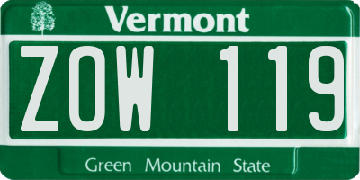VT license plate ZOW119