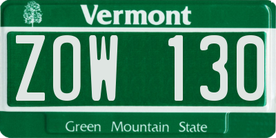 VT license plate ZOW130