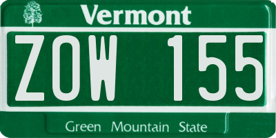 VT license plate ZOW155