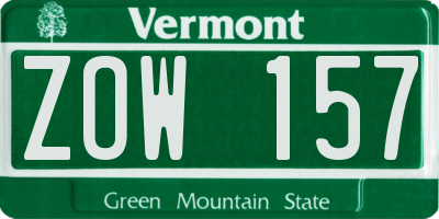 VT license plate ZOW157