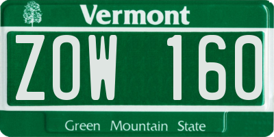 VT license plate ZOW160