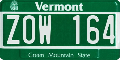 VT license plate ZOW164