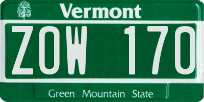 VT license plate ZOW170