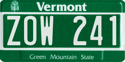 VT license plate ZOW241