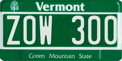 VT license plate ZOW300