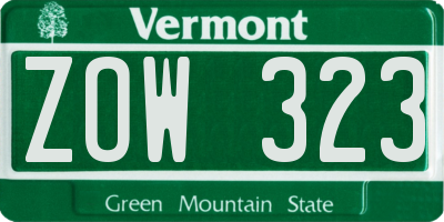 VT license plate ZOW323