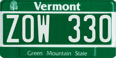 VT license plate ZOW330