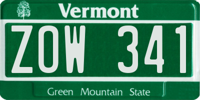 VT license plate ZOW341
