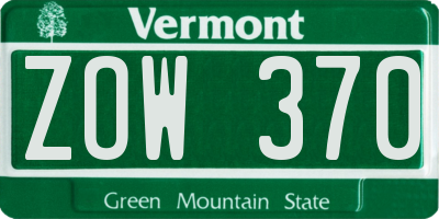 VT license plate ZOW370