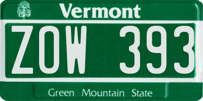 VT license plate ZOW393