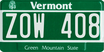 VT license plate ZOW408