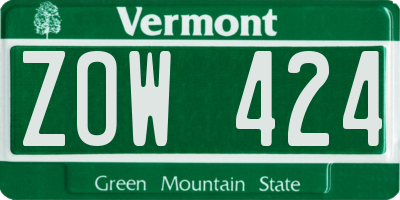VT license plate ZOW424