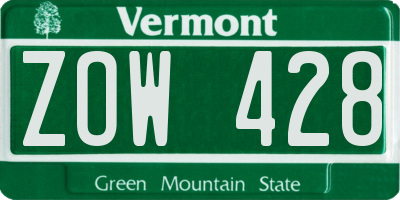 VT license plate ZOW428