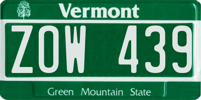 VT license plate ZOW439