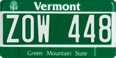 VT license plate ZOW448