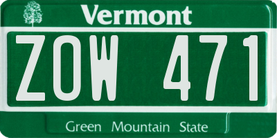 VT license plate ZOW471