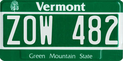 VT license plate ZOW482