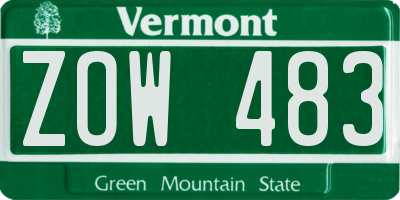 VT license plate ZOW483